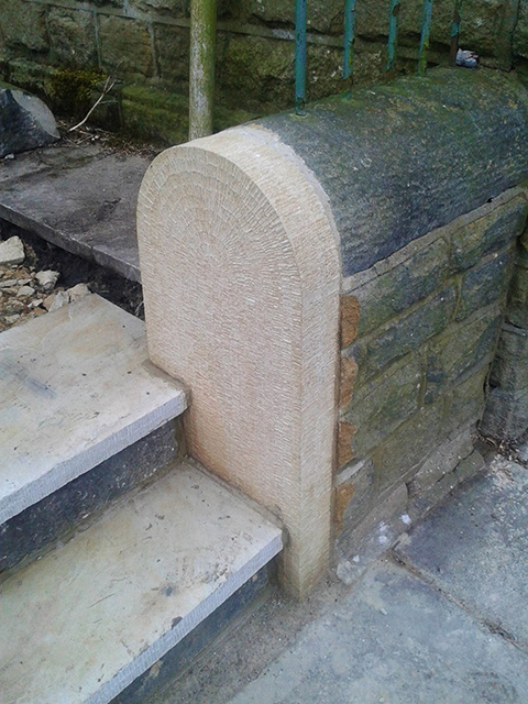 custom stonework, stone post and steps photo 2